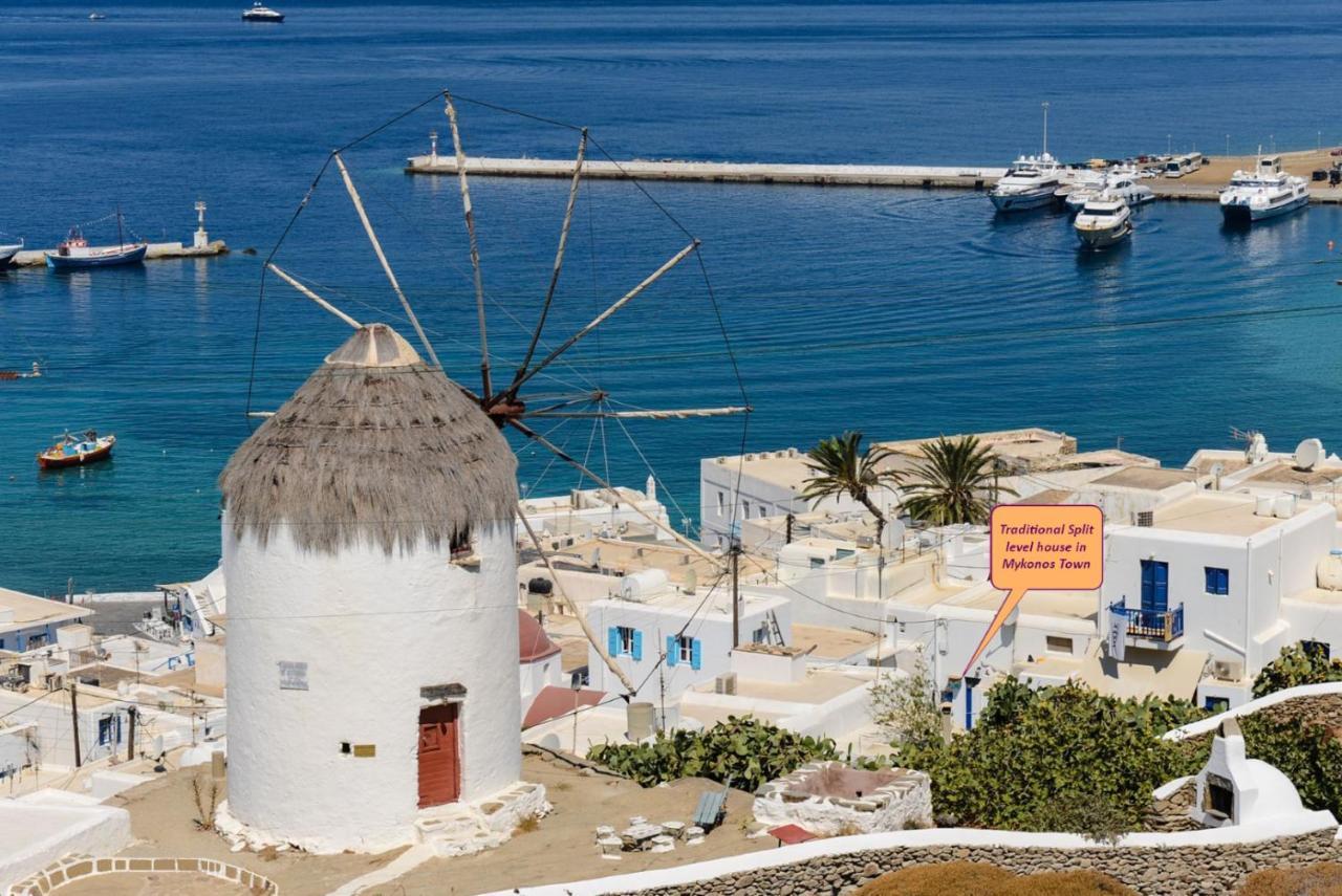 Traditional Split Level House In Mykonos Town Exterior foto